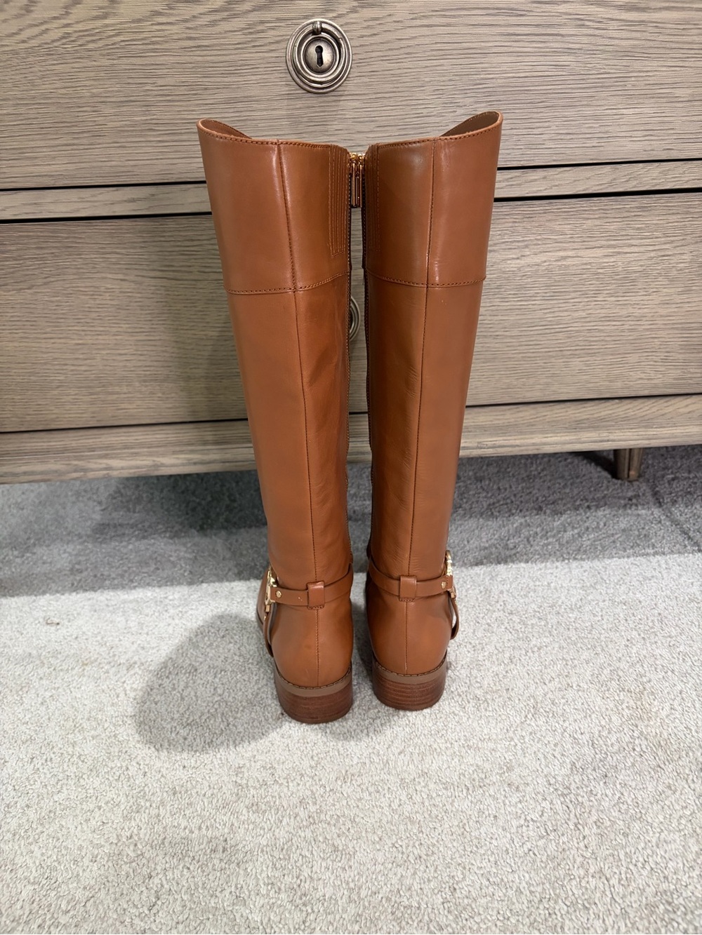 Michael Kors Brown Leather Tall Riding Boots, Women’s 8 Boots - Picture 2 of 8